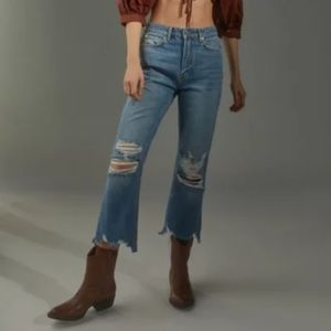 High waisted cropped flare jean